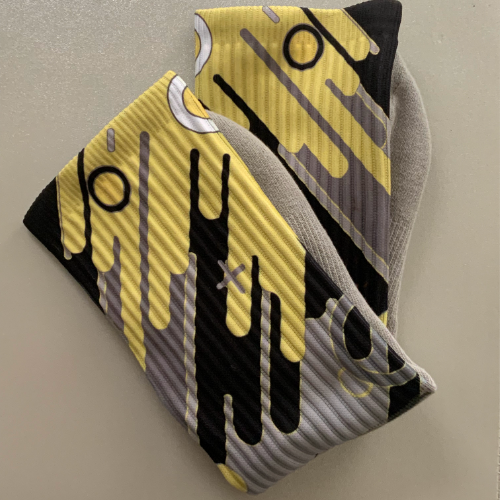 Performance Crew Socks- Yellow/Grey Abstract